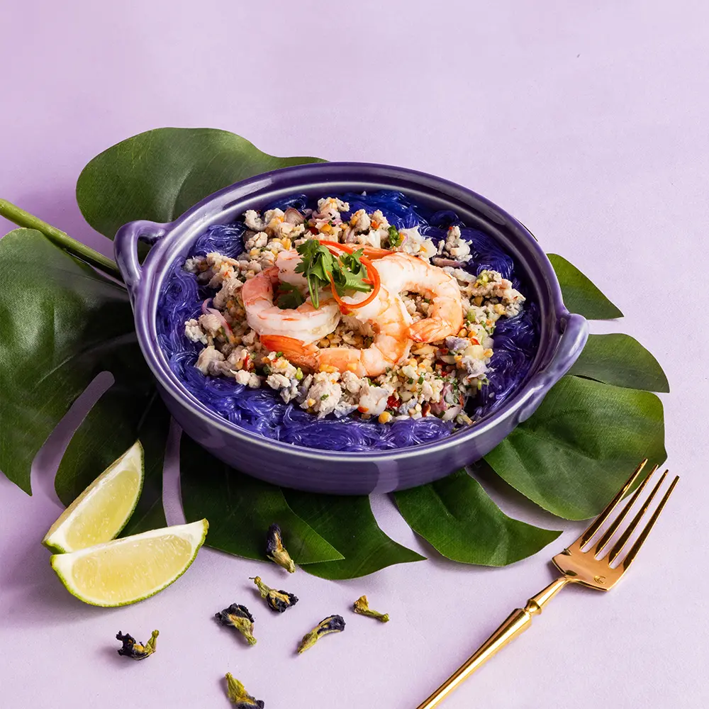 紫晶冬粉鮮蝦沙拉 方形 | NARA 米其林推薦泰式料理