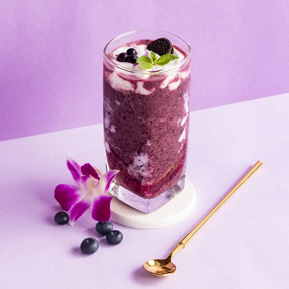 紫莓海鹽巧酪冰沙 方形 | NARA 米其林推薦泰式料理
